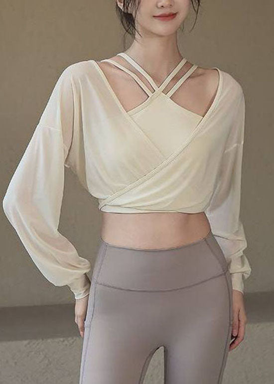 White Thin Breathable Sports Yoga Top