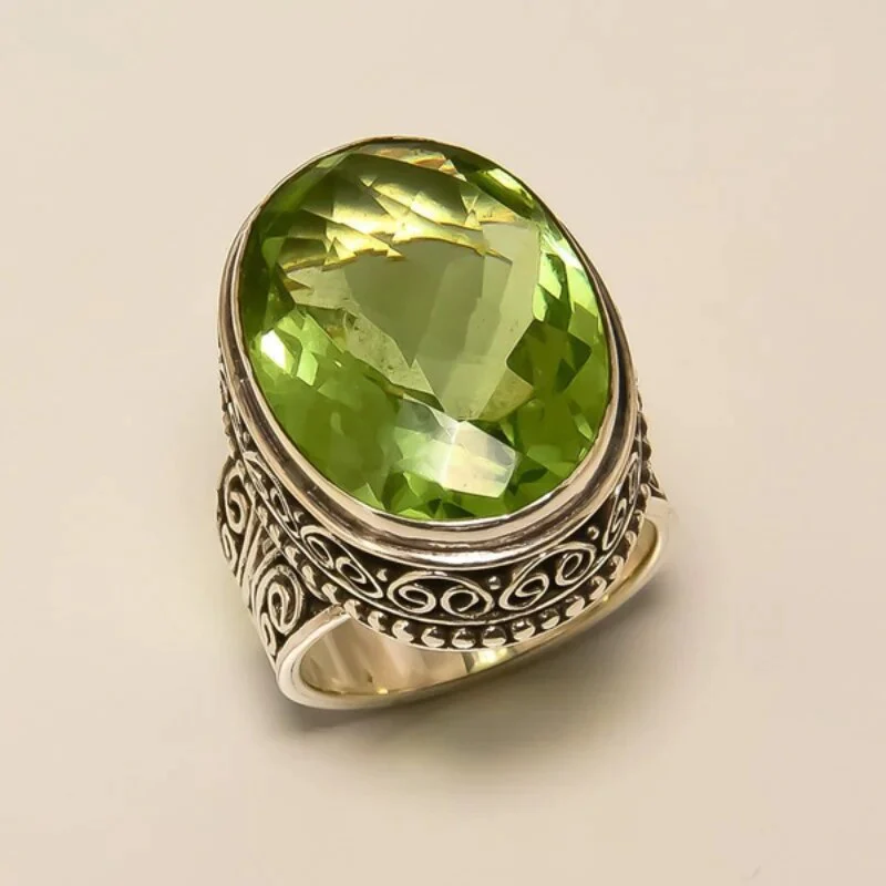 Olive Crystal Ring