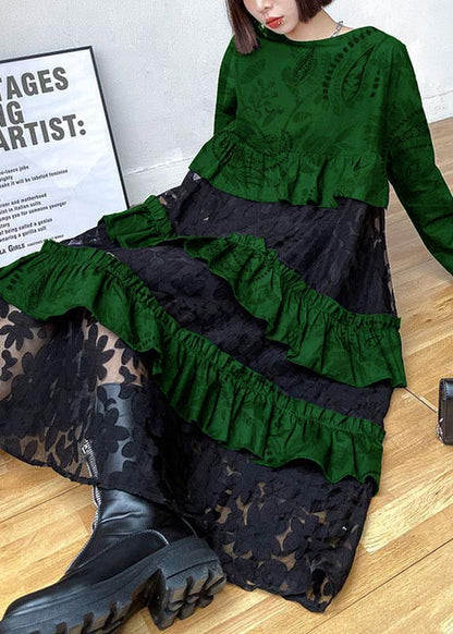 Black Ruffles Fall Lace Dresses