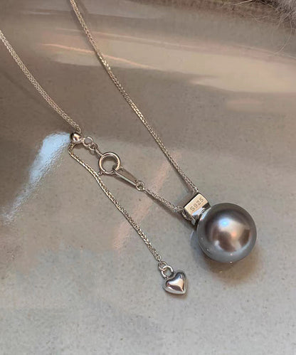 Original Design White Sterling Silver Zircon Pearl Sweater Pendant Necklace