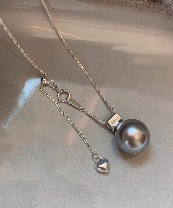 Original Design White Sterling Silver Zircon Pearl Sweater Pendant Necklace