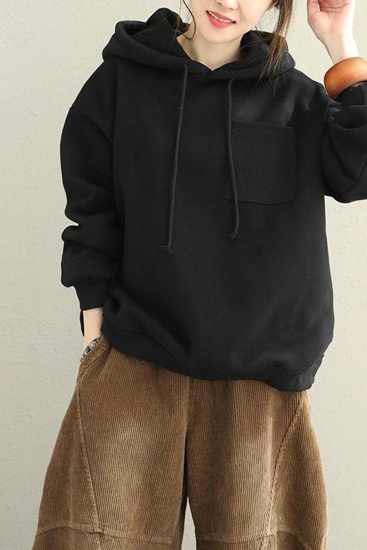 Loose Hoodie Brushed Cotton Fleece Warm Tops