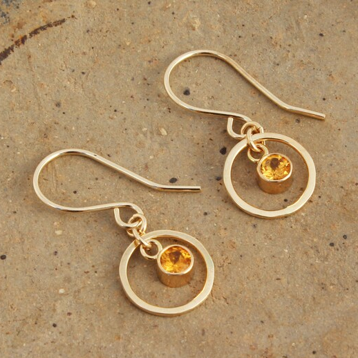 Orange Zirconia Golden Earrings
