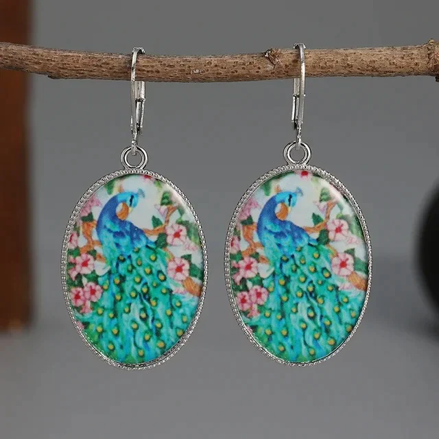 Blue Peacock Earrings