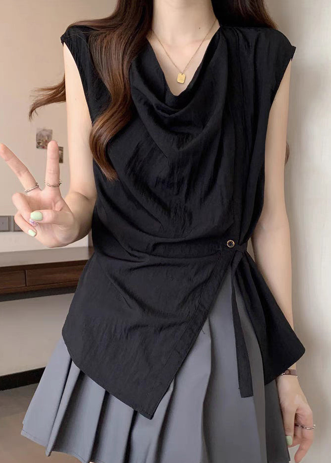 Handmade Khaki Asymmetrical Tunic Button Shirt Summer
