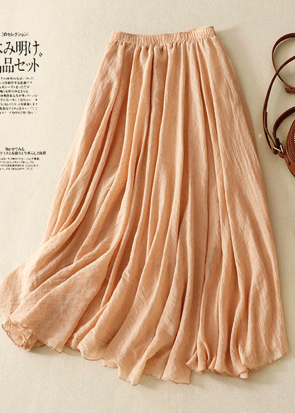 Khaki Exra Large Hem Linen Skirts Spring