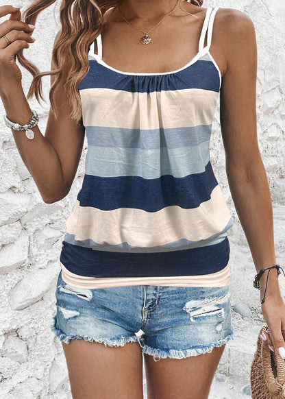 Striped Vacation Cotton Tank Top Sleeveless