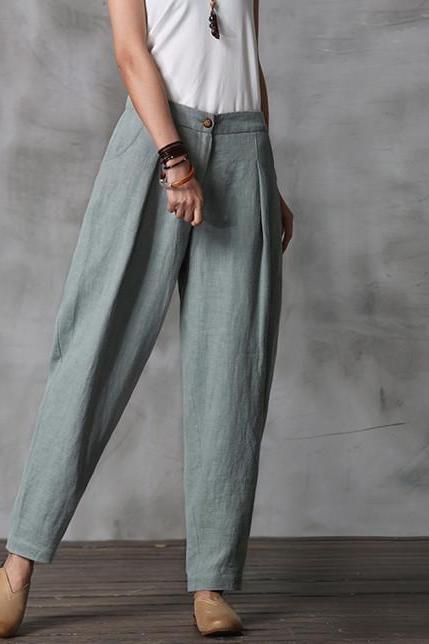 Cotton Linen Trousers Pencil Pants