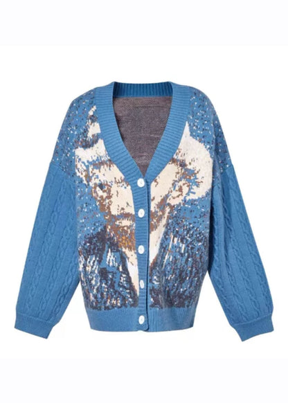 Green Button Cotton Knit Sweaters Coats Fall