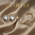 1+1 Offer: White Opal Golden Bracelet + Black Pearl Earrings