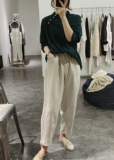 Tea Green Oversized Cotton Top Spring