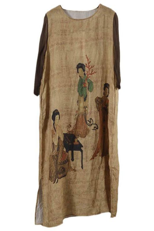 O Neck Split Hem Maxi Dress