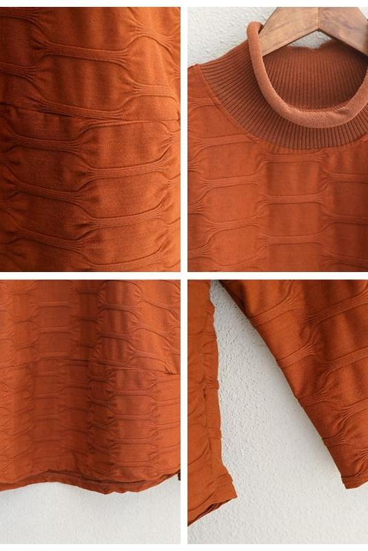 Half High Neck Fleece Loose Tops for Autumn