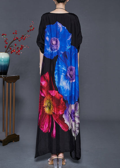 Blue Silk Holiday Dress Oversized Spring