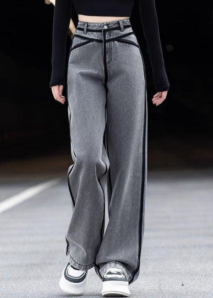 Grey Pockets High Waist Warm Fleece Pants Spring