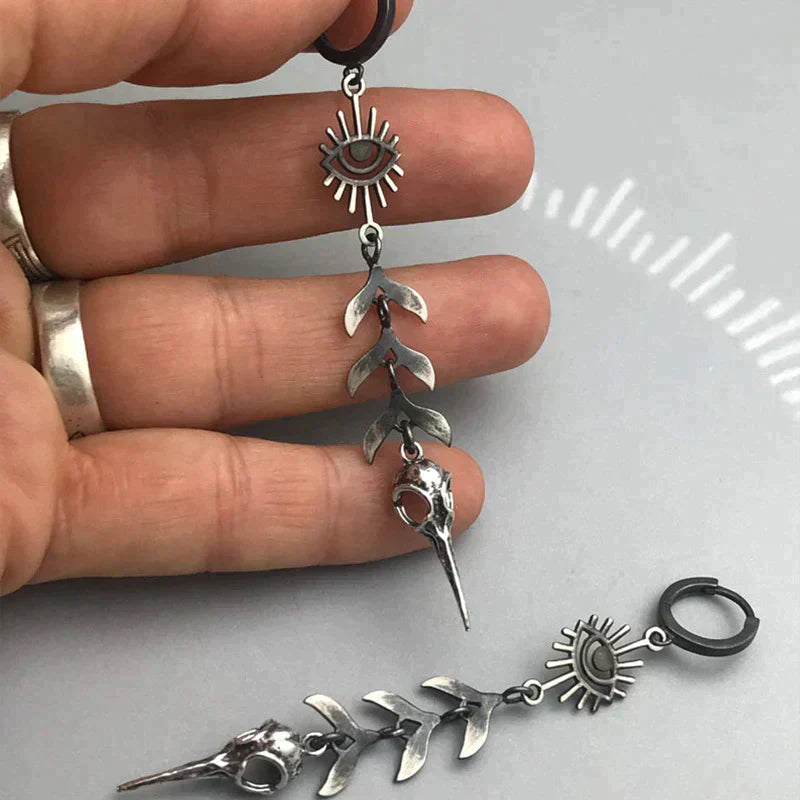 Mask Pendant Earrings in Silver
