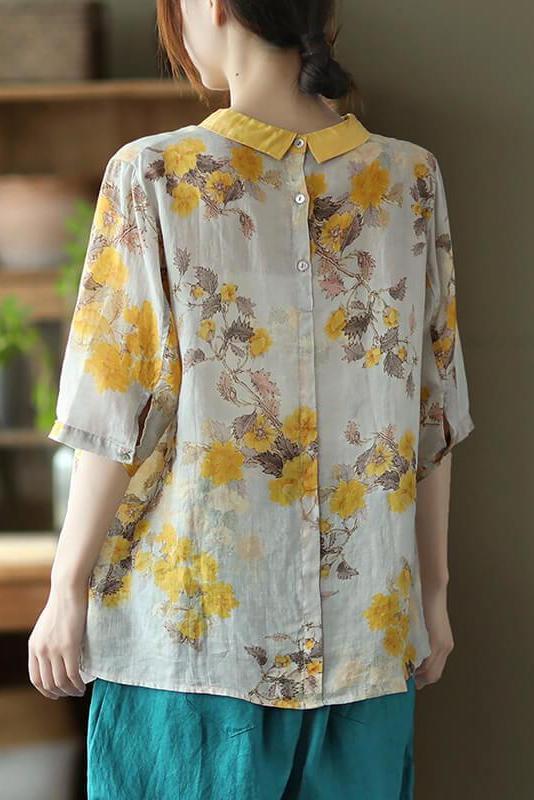 Linen Print Breasted Shirt