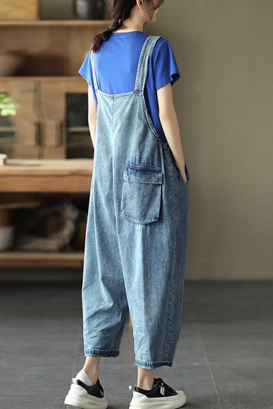 Denim Cotton Button Jumpsuits Dungarees