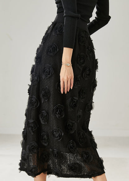 Natural Black Stereoscopic Knit Skirts Summer