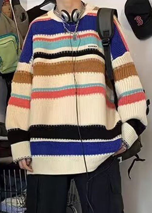 Rainbow Striped Cozy Knit Sweaters Winter