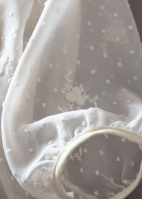 Apricot Embroidered Chiffon Top Spring