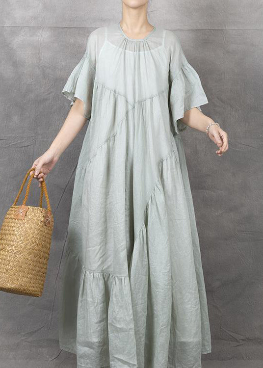 Black Wrinkled Patchwork Maxi Dress Short Sleeve