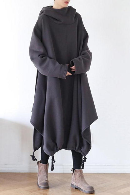 Drawstring Irregular Hem Cotton Dress