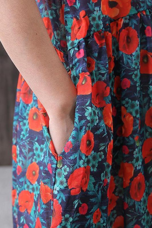 Limited Stock- Print Cotton Linen Loose A-line Dress