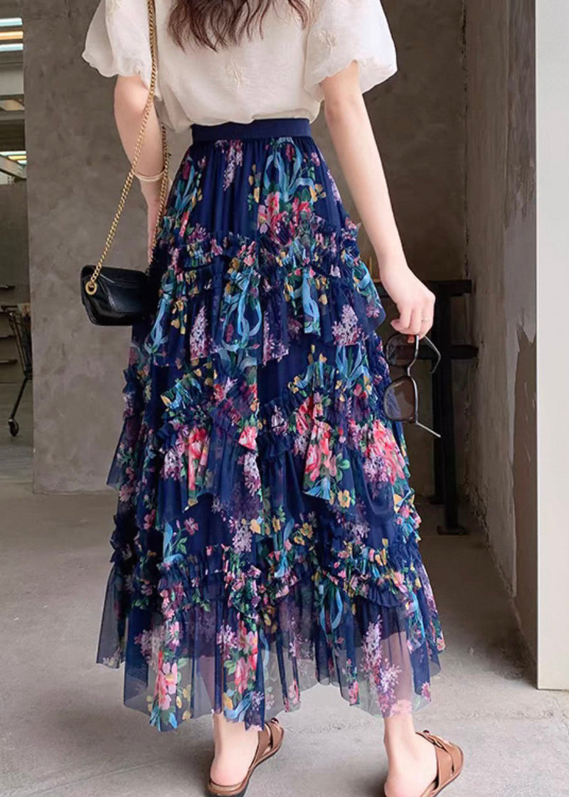 Pink Ruffled Patchwork Asymmetrical Tulle Skirts