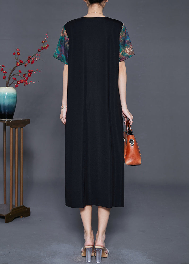Green Tie Dye Patchwork Silk Oriental Dress Summer