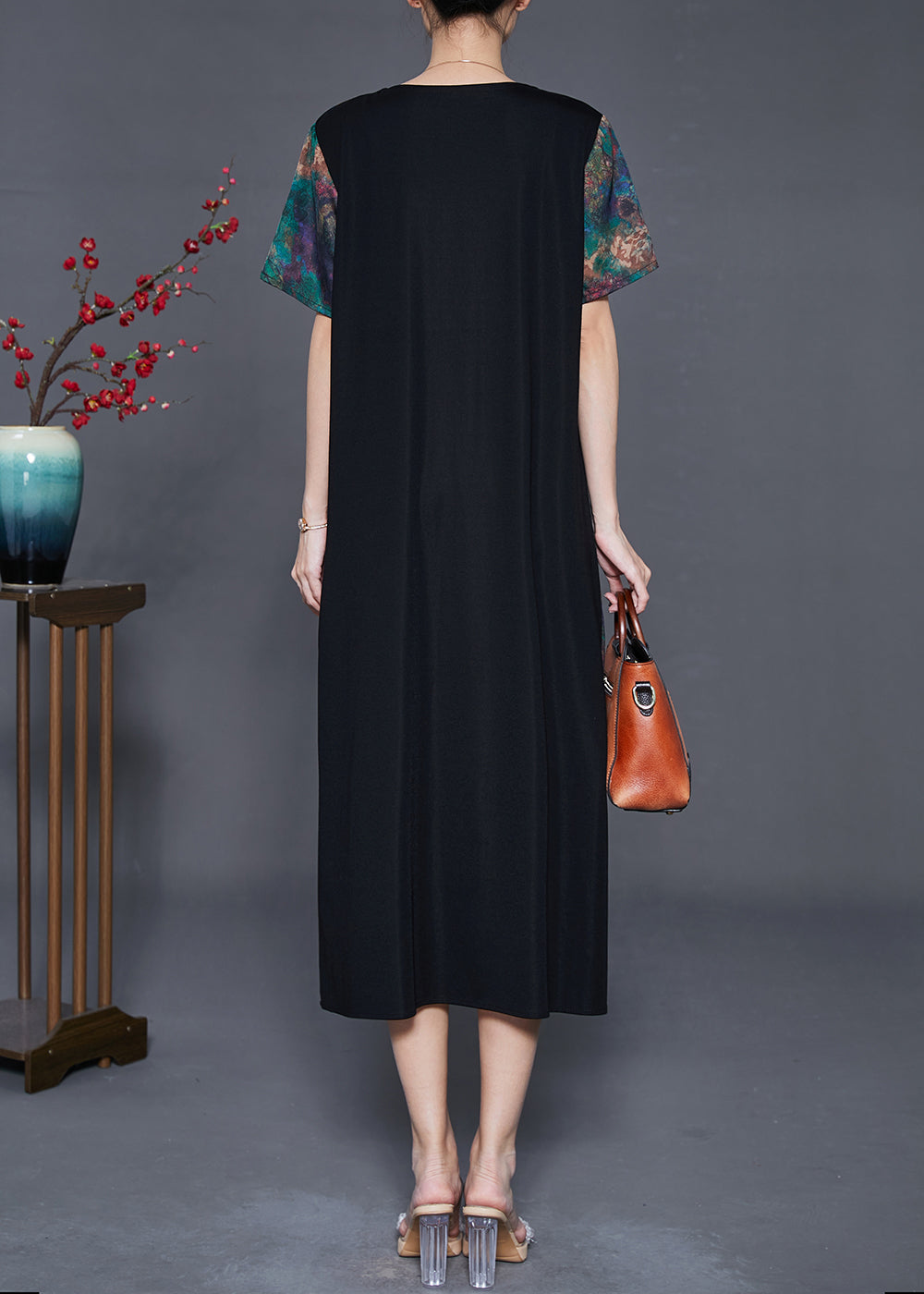 Green Tie Dye Patchwork Silk Oriental Dress Summer