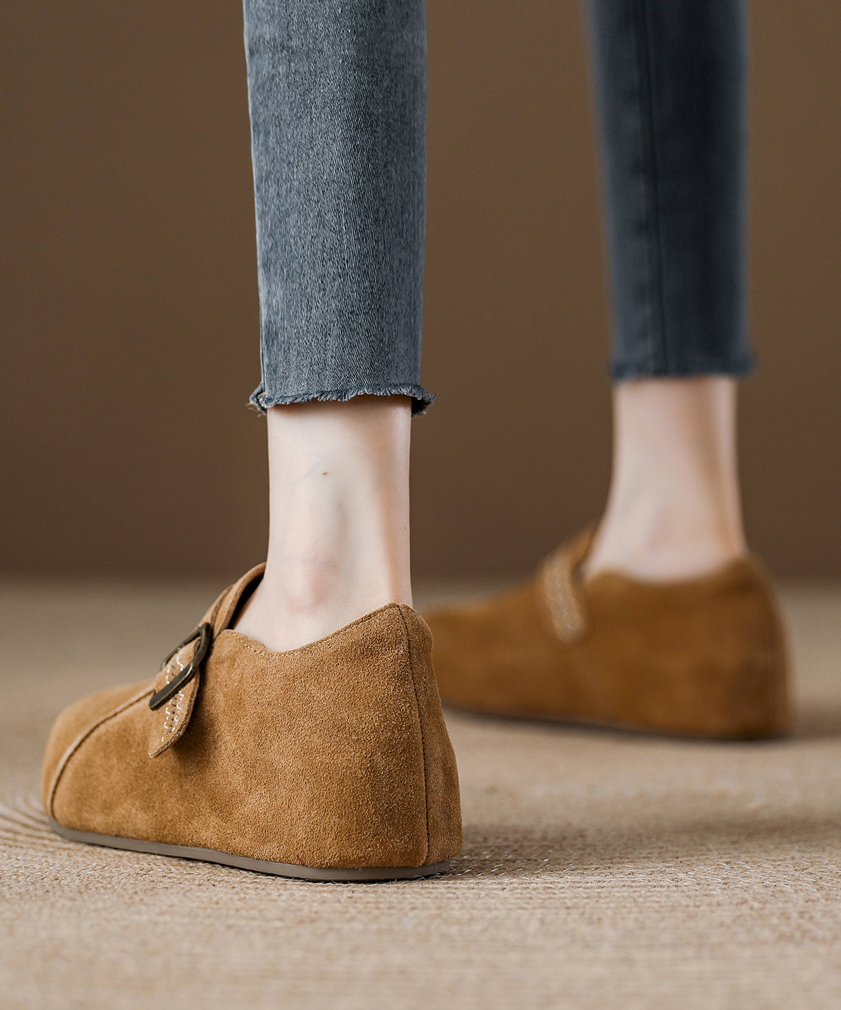New Light Camel Suede Platform Haken Shoes