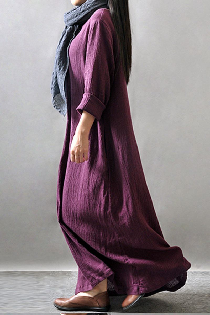 Purple/black/orange Maxi Linen Dresses