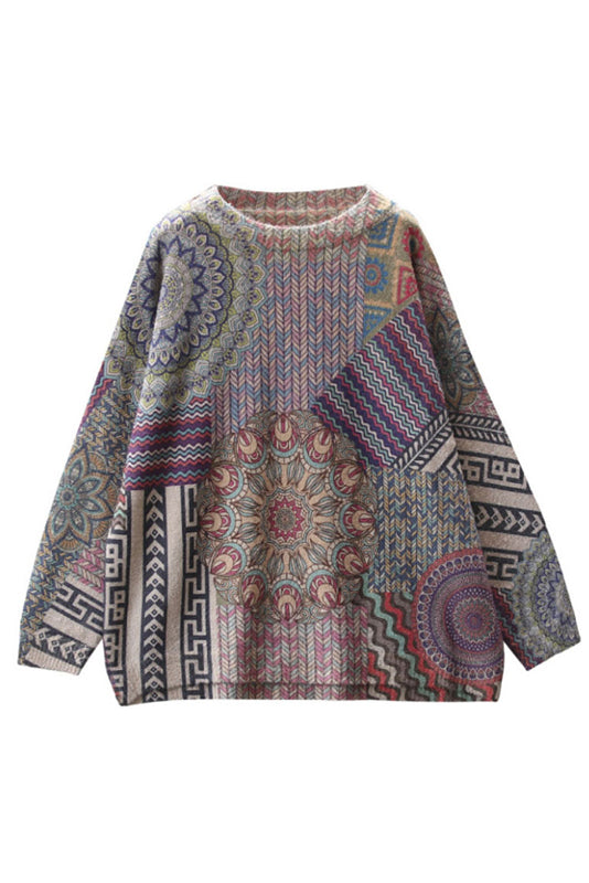 -loose Sweater Imitation Mink Velvet Print Top