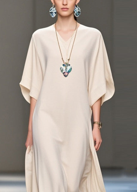 Apricot Oversized Draping Chiffon Vacation Dresses Summer