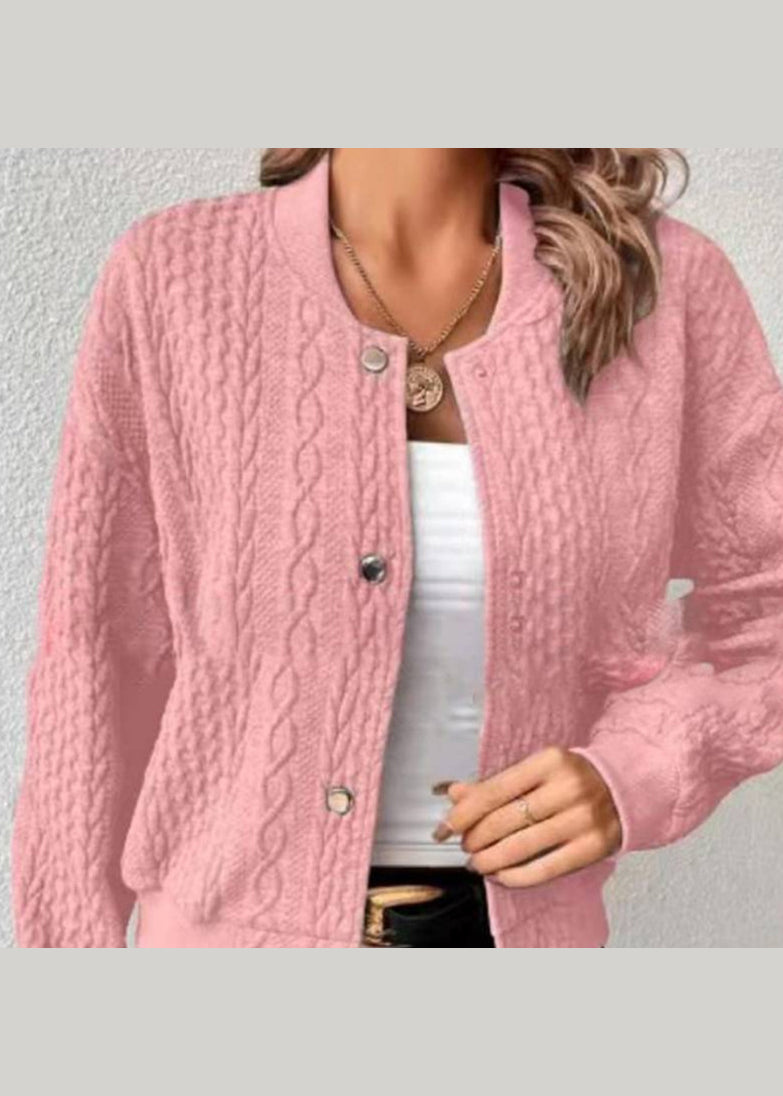 Grey Stand Collar Jacquard Cotton Jackets Fall
