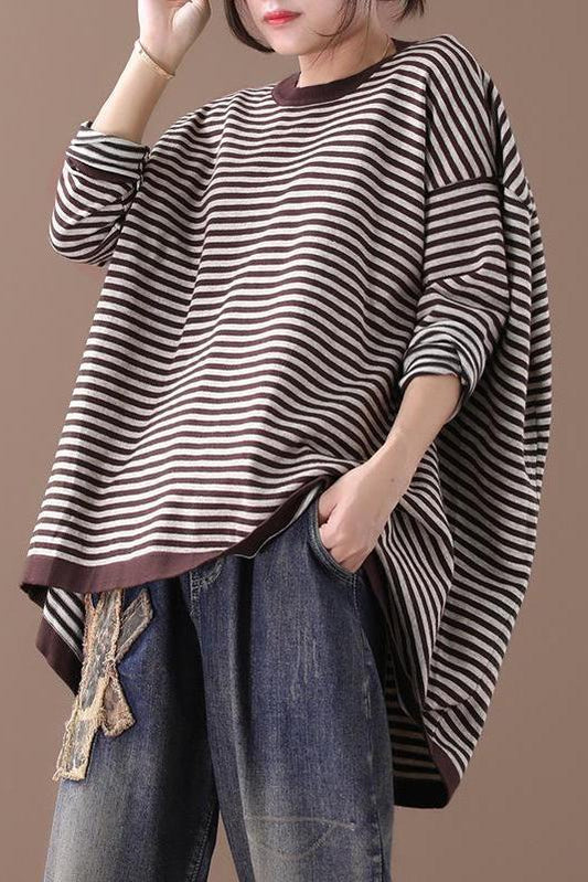 Lotstrends Ultra-loose Classic Striped Round Neck Sweater