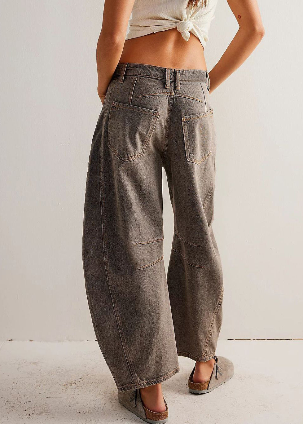 Coffee Original Design Denim Summer Crop Pants High Waist