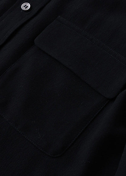 Modern Black Oversized Pockets Cotton Shirt Spring