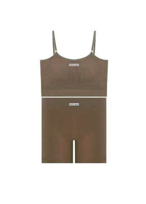Rose Sports Bra Tank Top Shorts Set