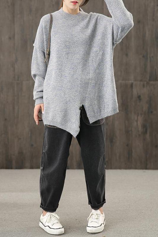 Knitted Button Split Hem Sweater