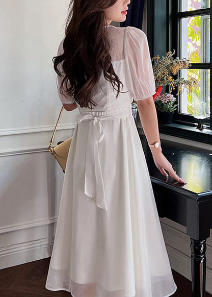 French Black V Neck Silk Long Dresses Summer