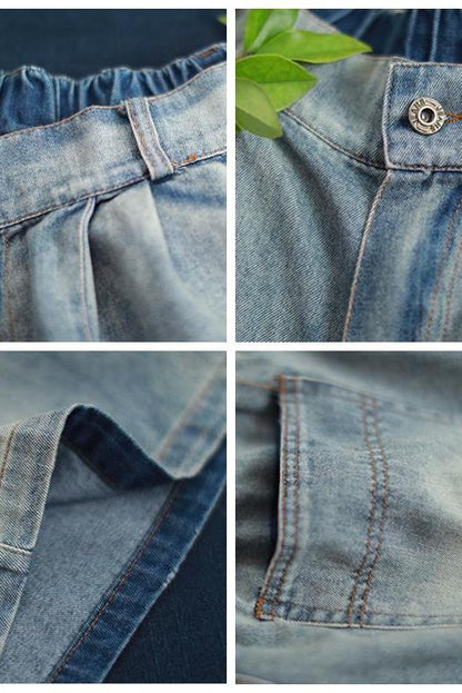 Summer Blue Denim Shorts Loose Cowboy Short Pants