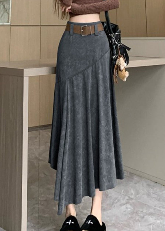 New Coffee Asymmetrical Wrinkled a Line Skirts Summer