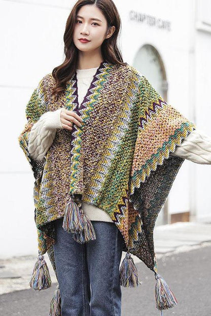 Winter Knitted Warm Tassel Scarf Shawl