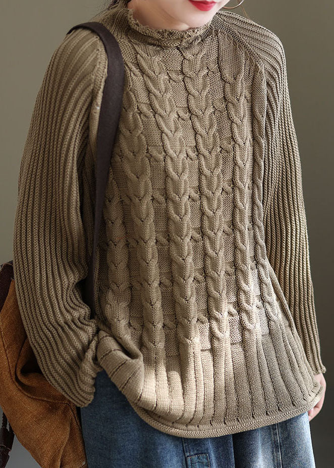 Yellow Turtle Neck Warm Knit Sweaters Winter
