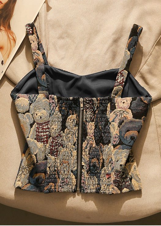 Bear Jacquard Strapless Top Spring