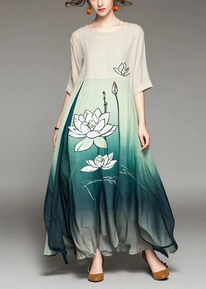Beige Oversized Tie Dye Print Cotton Vacation Dresses Summer