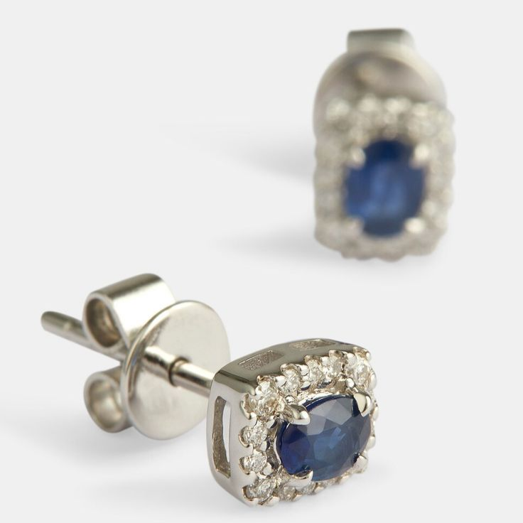 Blue Zirconia Silver Stud Earrings