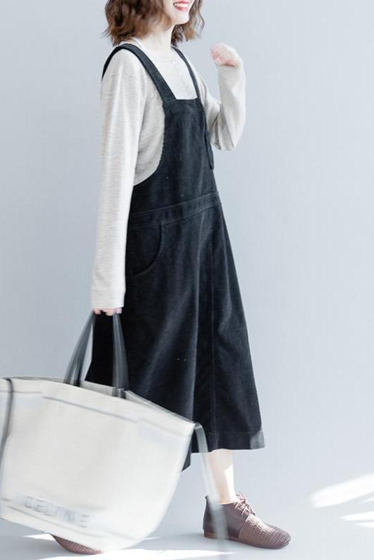 Loose Corduroy Strap Dresses Fall Outfits